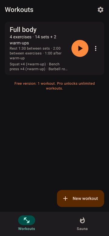 Your workout, ready to start